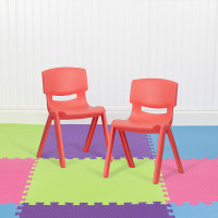 Flash Furniture 2-YU-YCX-004-RED-GG 2 Pack Red Plastic Stackable School Chair with 13.25